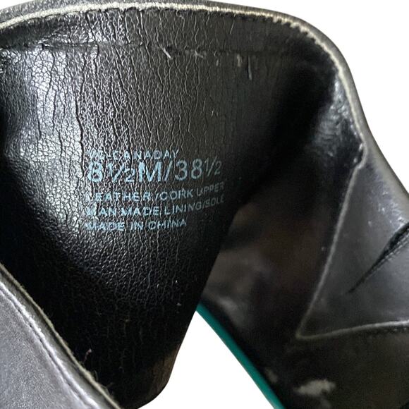 VINCE CAMUTO Leather Sandal Womens Sz 8.5 Black Platform Peep Toe - Picture 6 of 8